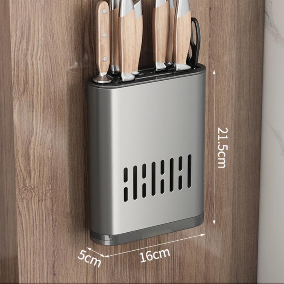 Porta bacchette multifunzione con vassoio raccogli gocce, portaposate, portabacchette da cucina in alluminio, senza foratura