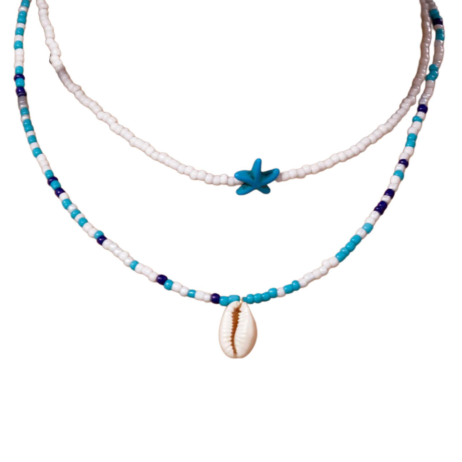 

Double Layer Seashells Pendant Necklace Portable Decoration for Ocean Lovers and Trendy Party Fashion Accessories 6