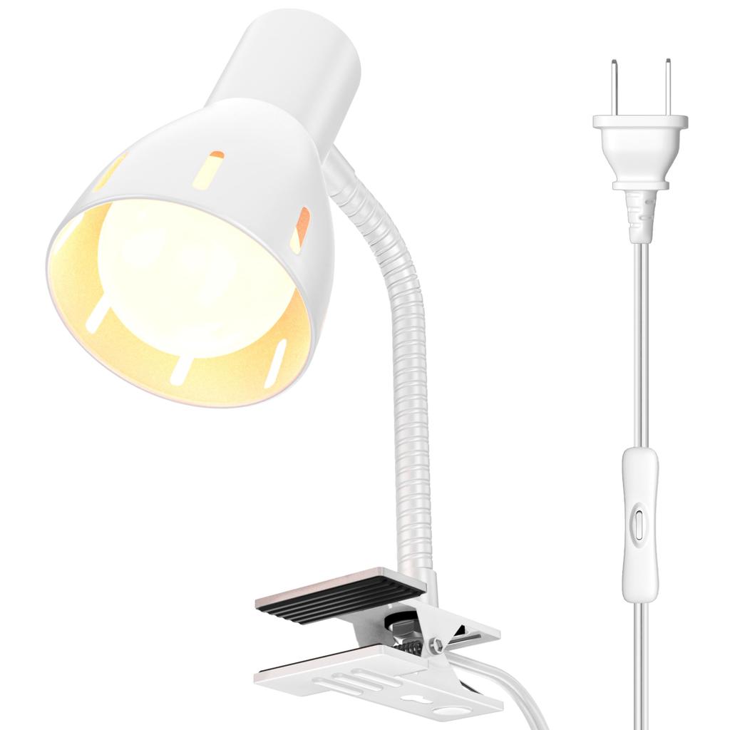 Pispoer Clip Rotatable E26 Lamp with LED Bulb Color Temperature Indoor with Switch Indoor Reading Living Bedroom Lighting Clip Lamp Lamp, 360° Table,