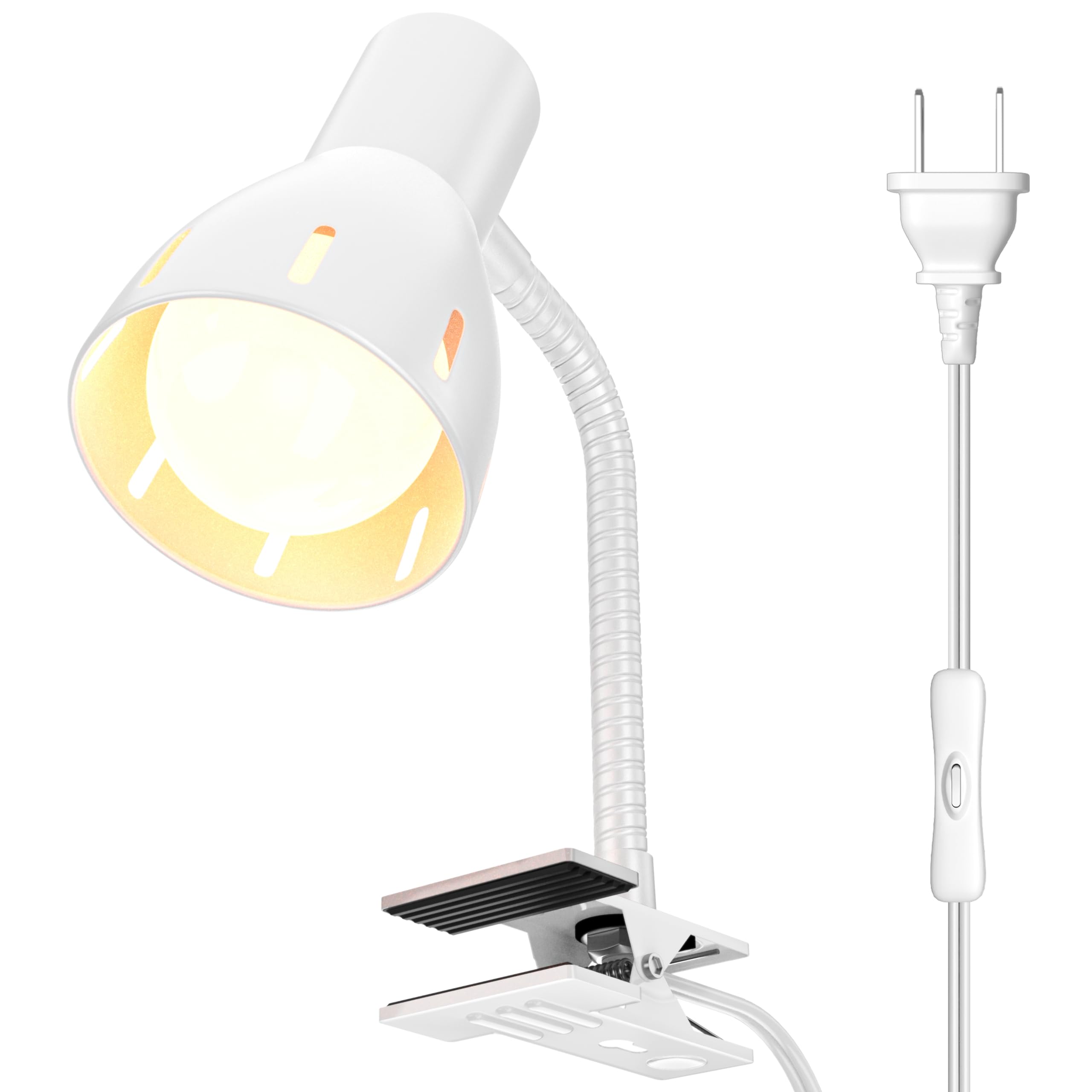 

Pispoer Clip Rotatable E26 Lamp with LED Bulb Color Temperature Indoor with Switch Indoor Reading Living Bedroom Lighting Clip Lamp Lamp, 360° Table, белый