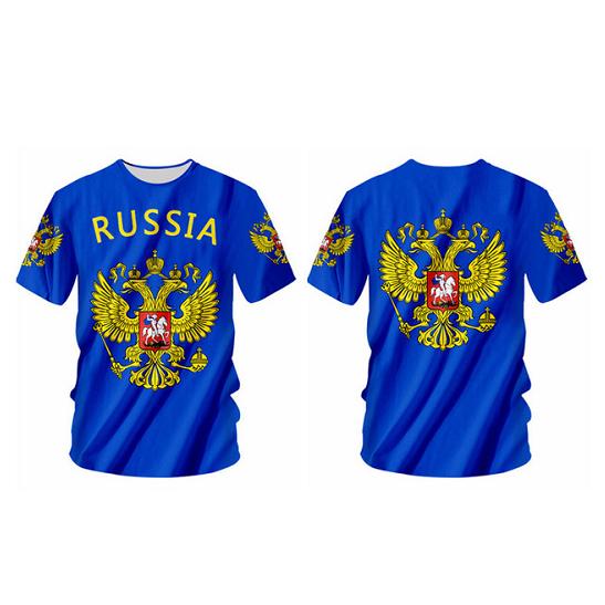 Забавная летняя повседневная футболка с 3d принтом российского флага для мужчин и женщин — фото 5