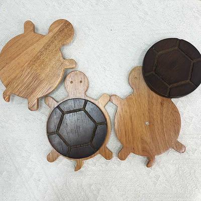 Cute Solid Wood Turtle Shape Insulation Mat - Kettle & Tea Coaster, Tableware Anti - Scald & Table Ornaments for Home Decoration