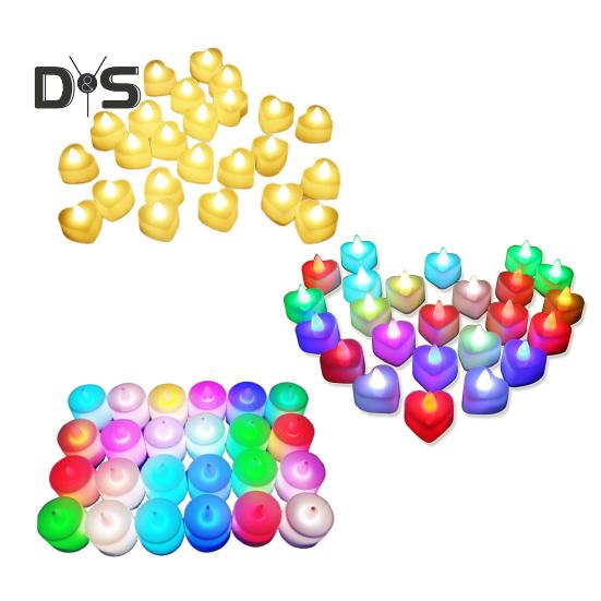 24 Stück LED-Teelichter, herzförmige, flammenlose, flackernde Kerzen, batteriebetriebene elektrische Teelichter für Valentinstag und Hochzeit