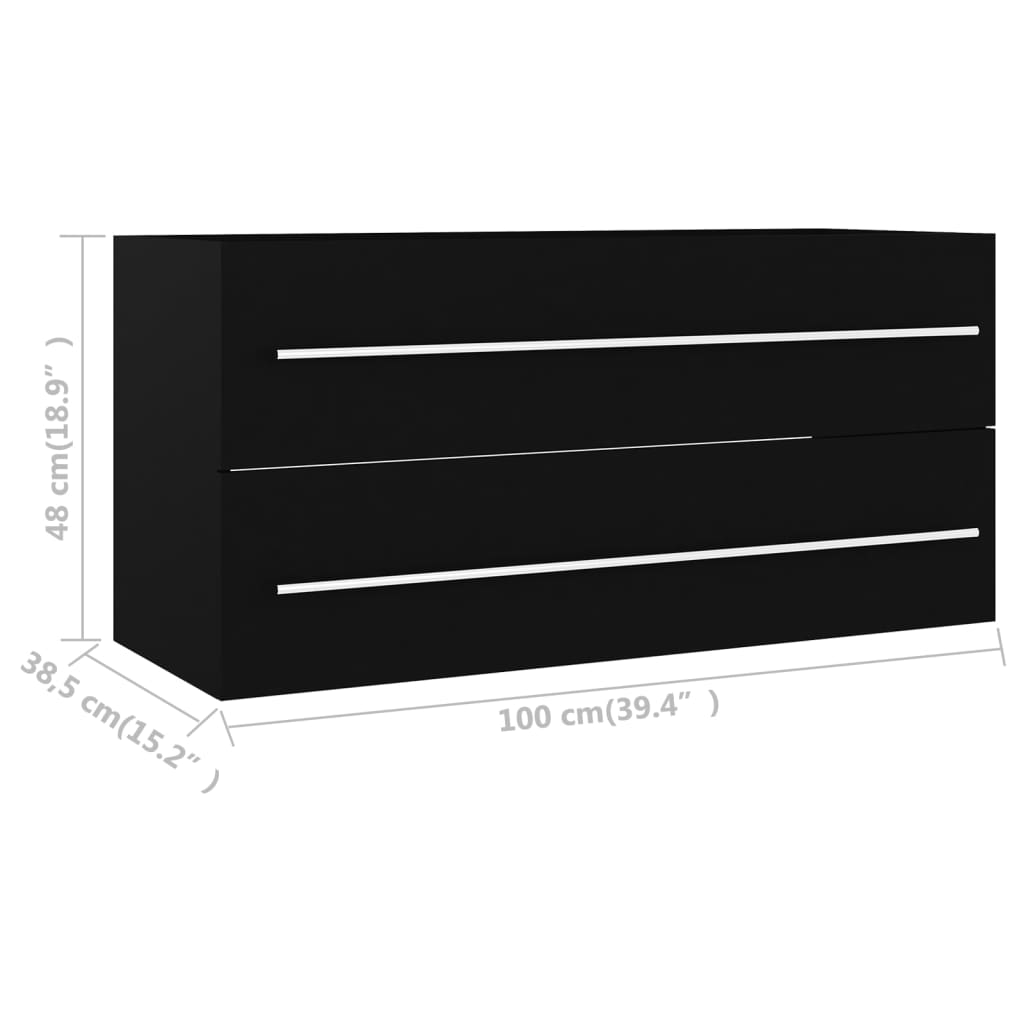 Badezimmermöbel Waschbeckenunterschrank schwarz, 100 x 38,5 x 48 cm