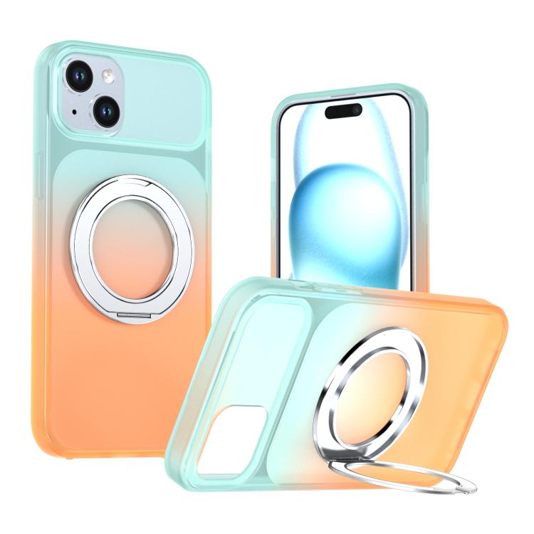 Phantom Skin Feel Gradient PC+TPU Phone Case With 360° Rotating Metal Holder, Magnetic Wireless Charging Shockproof Protective Cover