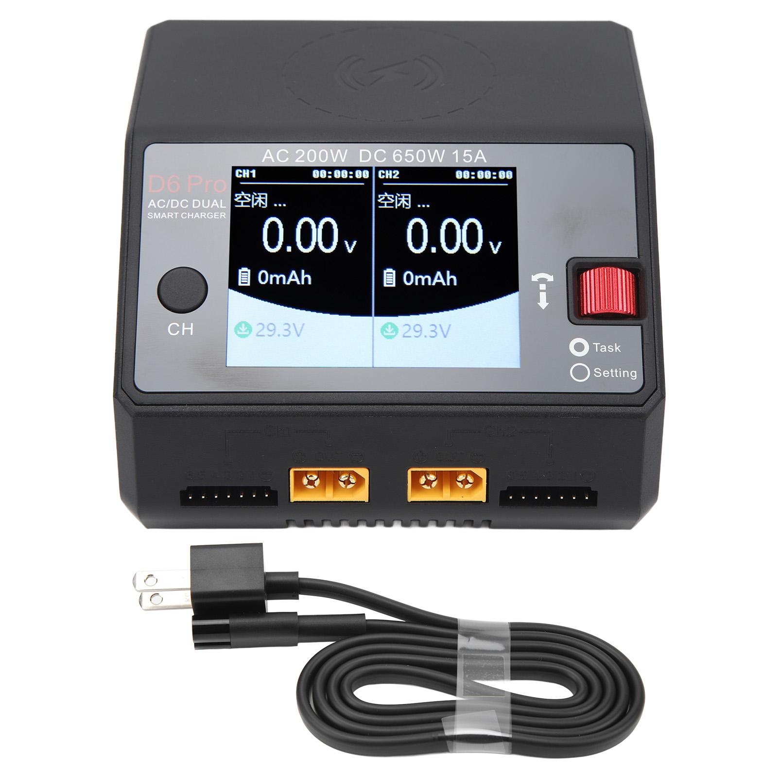 

D6 Pro Зарядний пристрій для балансування LiPo акумуляторів, подвійні порти AC200W DC650W 15A Зарядний пристрій для літієвих акумуляторів RC