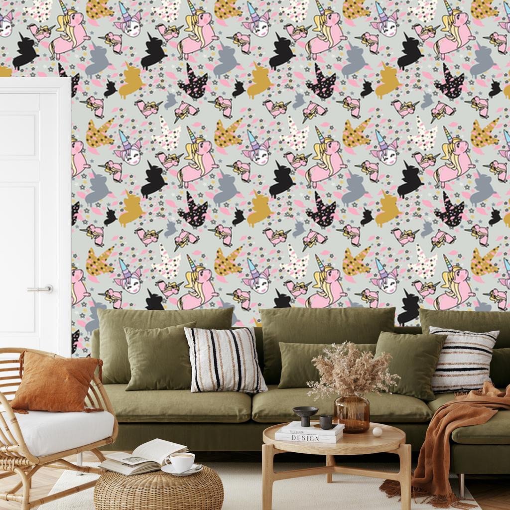 Colorful Unicorns Wallpaper for Living Room and Bedroom 50x1000