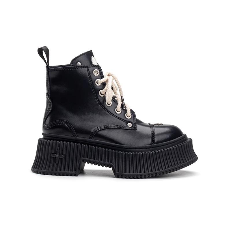 

Martin boots women s autumn 2025 new short boots wasteland wind desert thick-soled rhubarb boots inner height increase explosive boots 40 чорний