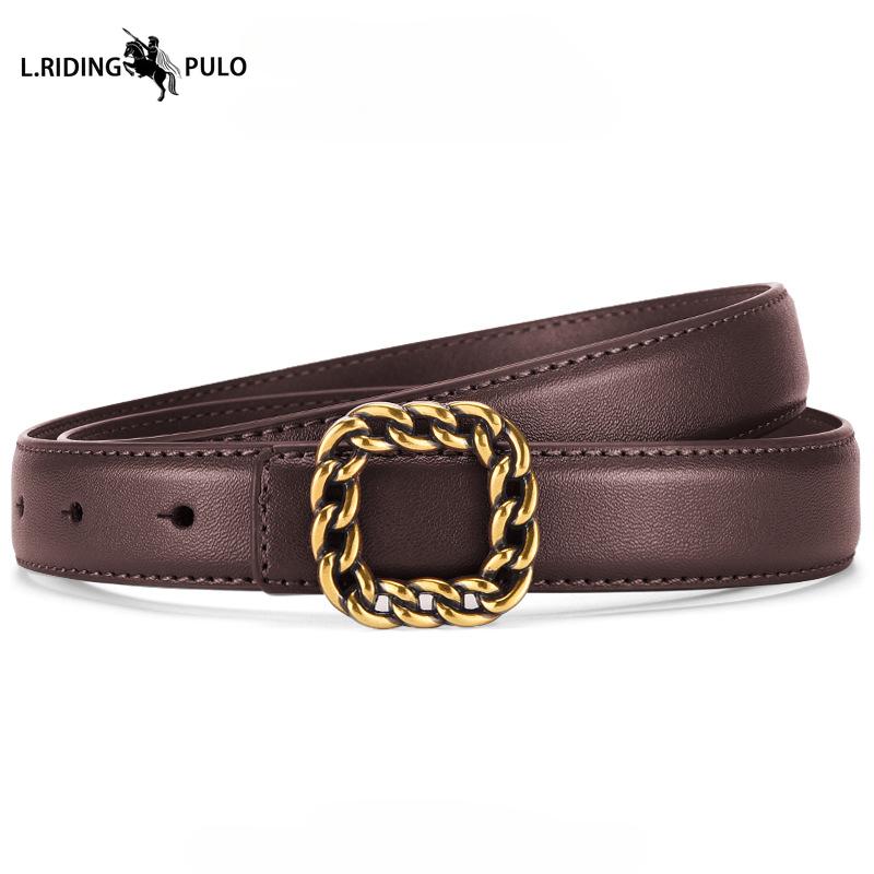 Super Easy To Match Black Small Belt Simple Thin Belt Retro Gold Jeans Belt Ins Belt