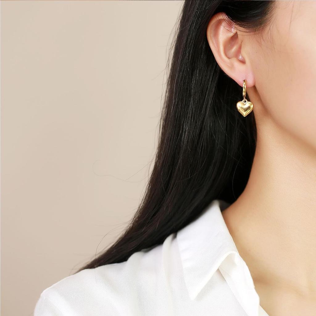 Gold Heart Earrings for Women Gold Huggie Earrings Hoop Earrings Chunky Heart Drop Earrings Birthday Jewelry for Women