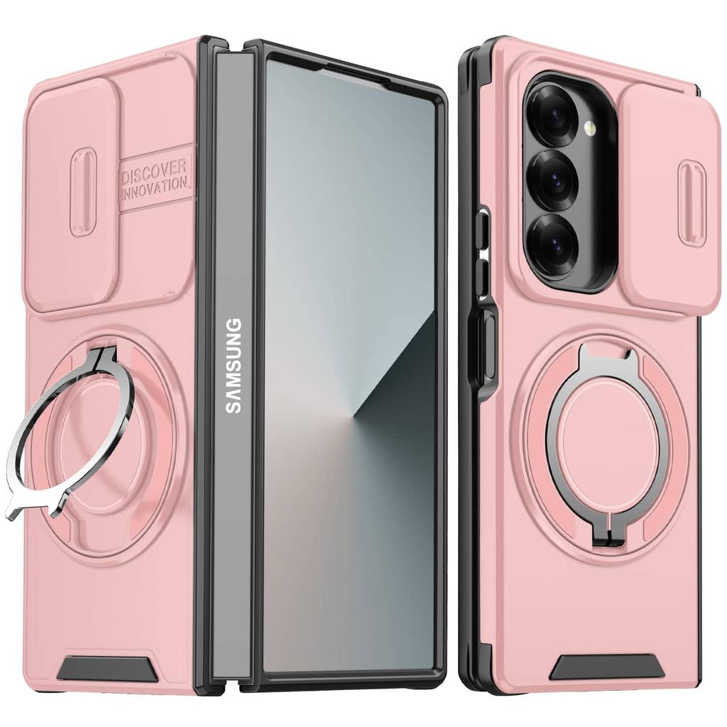 Case for Samsung Galaxy Z Fold 8 Ultra 7 6, Heavy Duty Case with Slide Camera Cover, 360° Rotatable Stand & Magnetic Car Mount