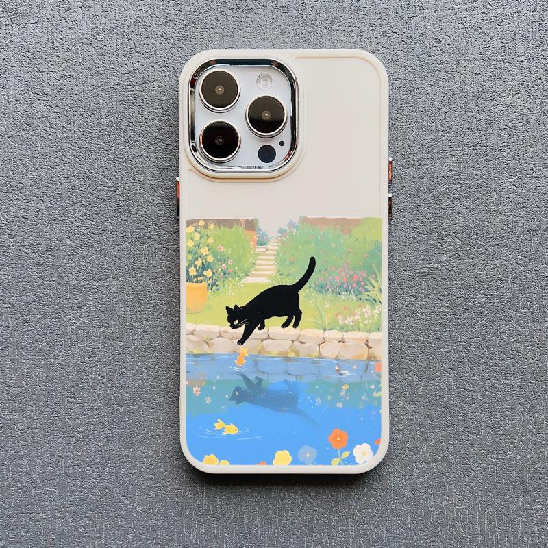 Flower Tree Kitten Silicone Phone Case For iPhone 12 11 Pro Max 16 15 14 13 Pro Max Plus X XR XS 7 8 Plus SE2 Shockproof Covers