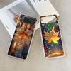 Aesthetic Autumn Maple Leaves Pattern Phone Case for Samsung Galaxy Z Flip 7 Flip 6 4 3 5G Folding Cover for Z Flip7 Flip5 Shell