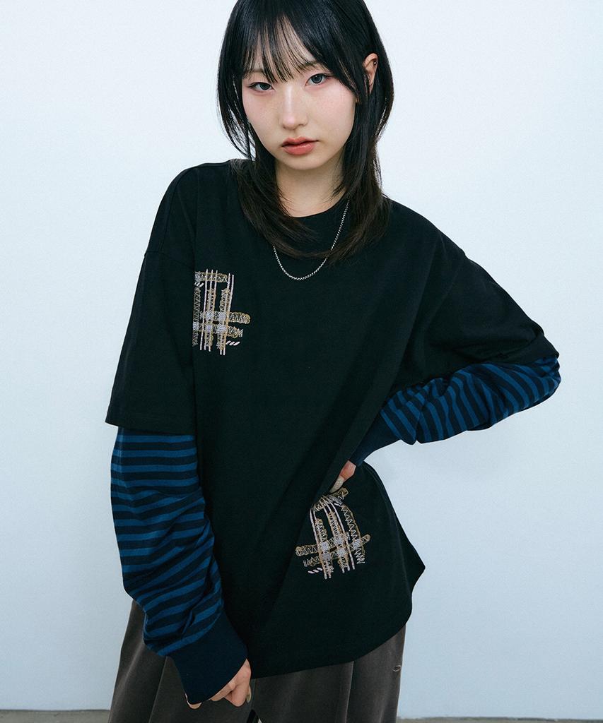 GAKKAI UNIONS Rust Layered Long Sleeve Black