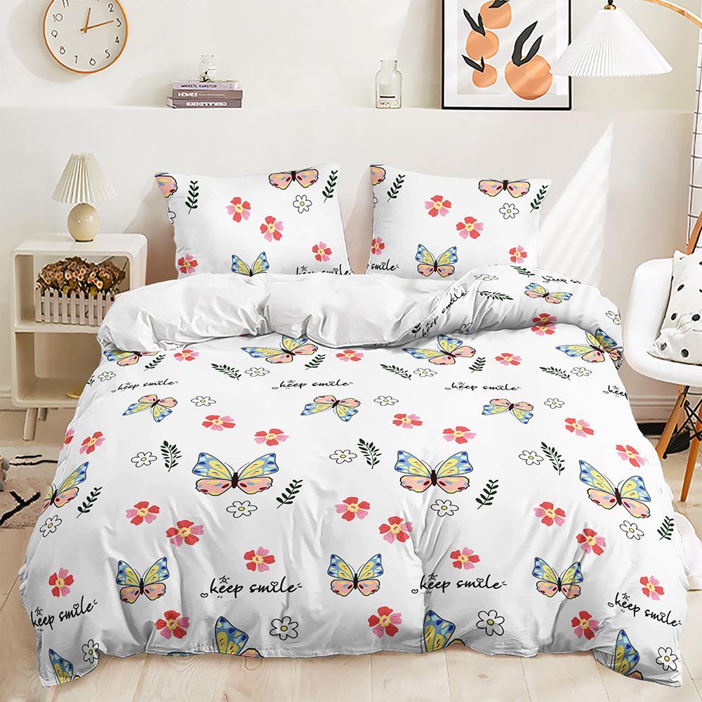 Three-Piece 3D Quilt Cover Butterfly Animal Cyberpunk Kit Bedding