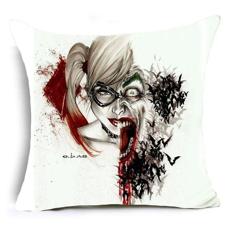 Luxuriöser 18'' Harley Quinn Joker Polyester-Kissenbezug für ultimative Heimdekoration