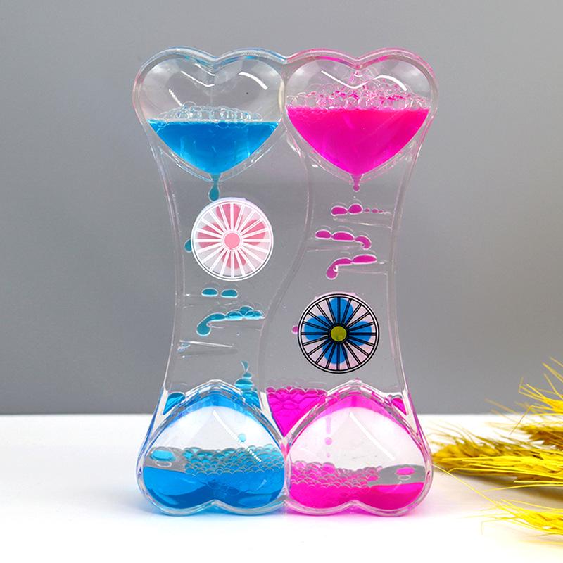Tofarget oljedråpe timeglass - Dynamisk skrivebordsornament og studentgave