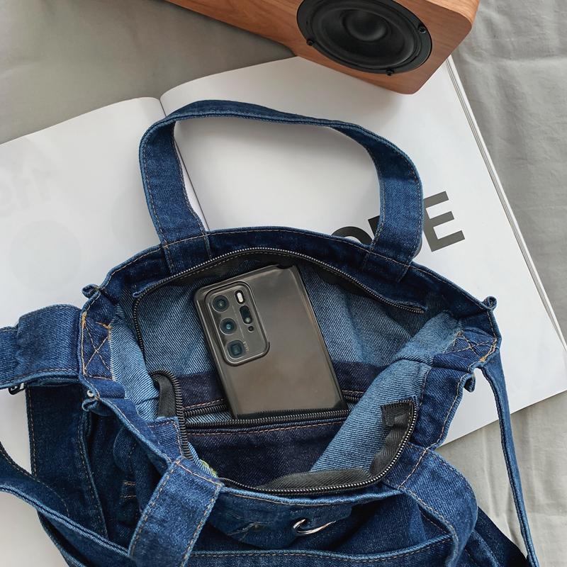 Denim Crossbody Bag Women's Large Capacity Messenger Bag Student Shoulder Tote Bag