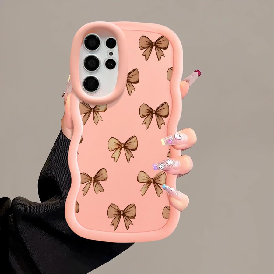 Soft Phone Cover Case for Samsung Galaxy S20 FE S21 A26 A25 S24 S25 S23 Plus S22 Ultra A54 A24 A35 A55 A34 A36 Pink Bow