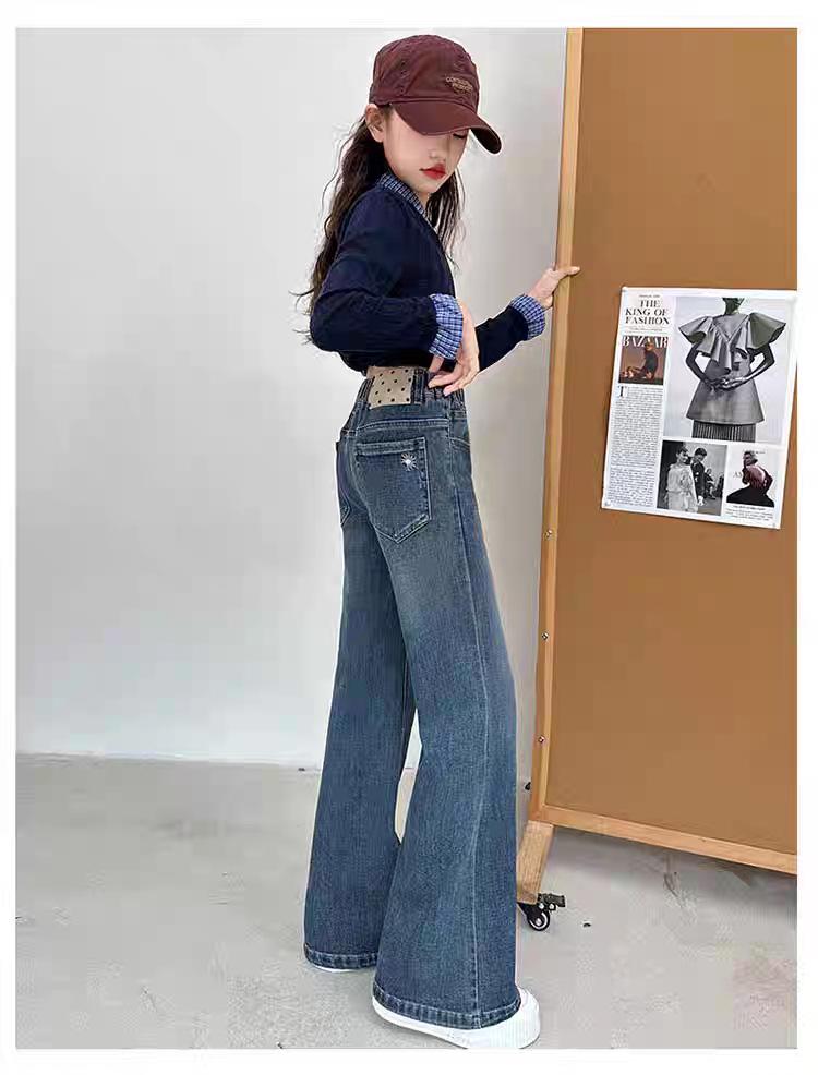 Girls' Plus Velvet Flare Jeans: Autumn/Winter 2025 - Thickened Casual Pants for Big Kids