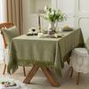 Eifloy Luxury Green Textured Table Cloth Rectangular Square For Party With Tassels Dining Coffee Table Cover Drop Shipping