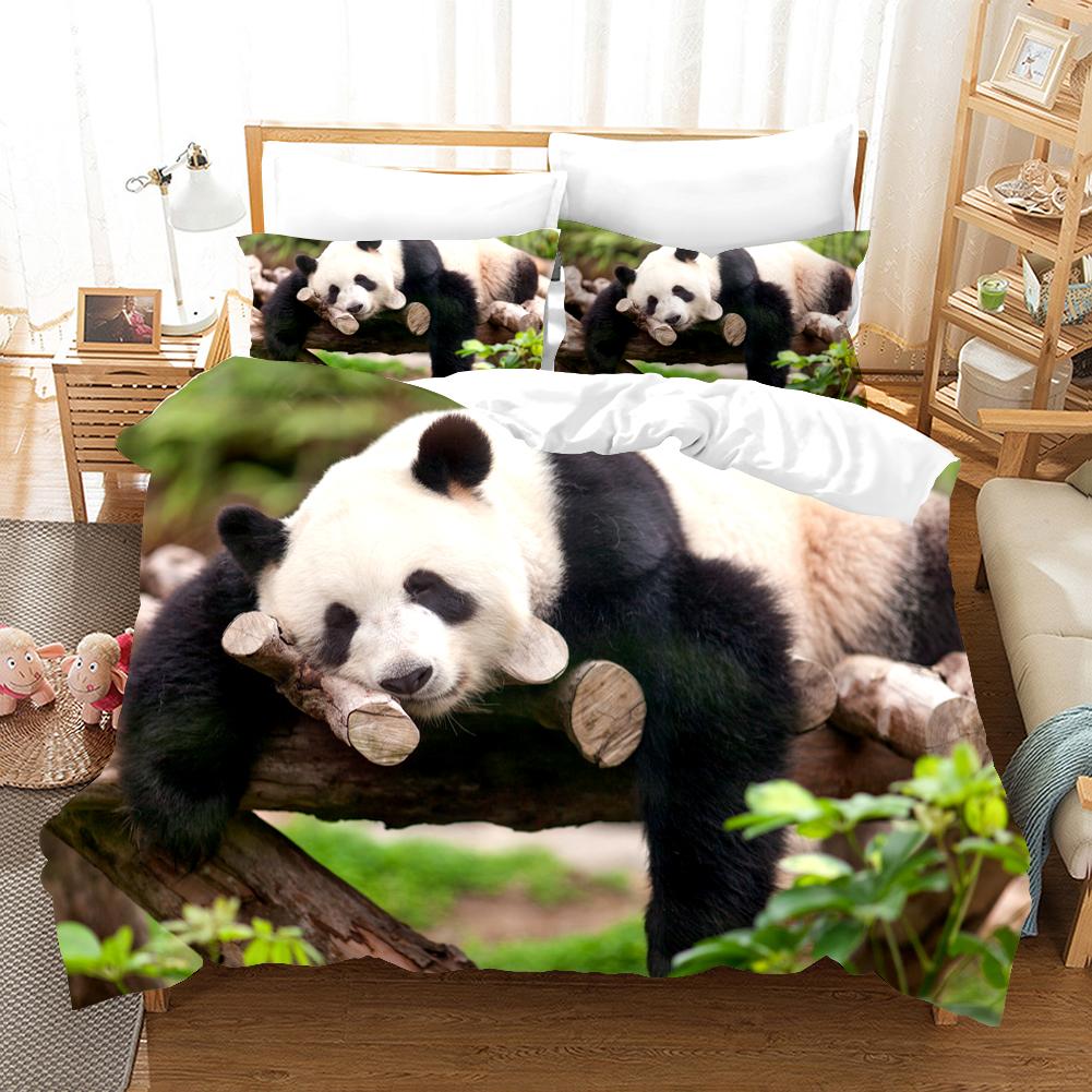 3D Panda Bedding Set Lovely China Black White Animal Duvet Cover King Queen Bamboo Comforter Cover 2/3Pcs Quilt Cover