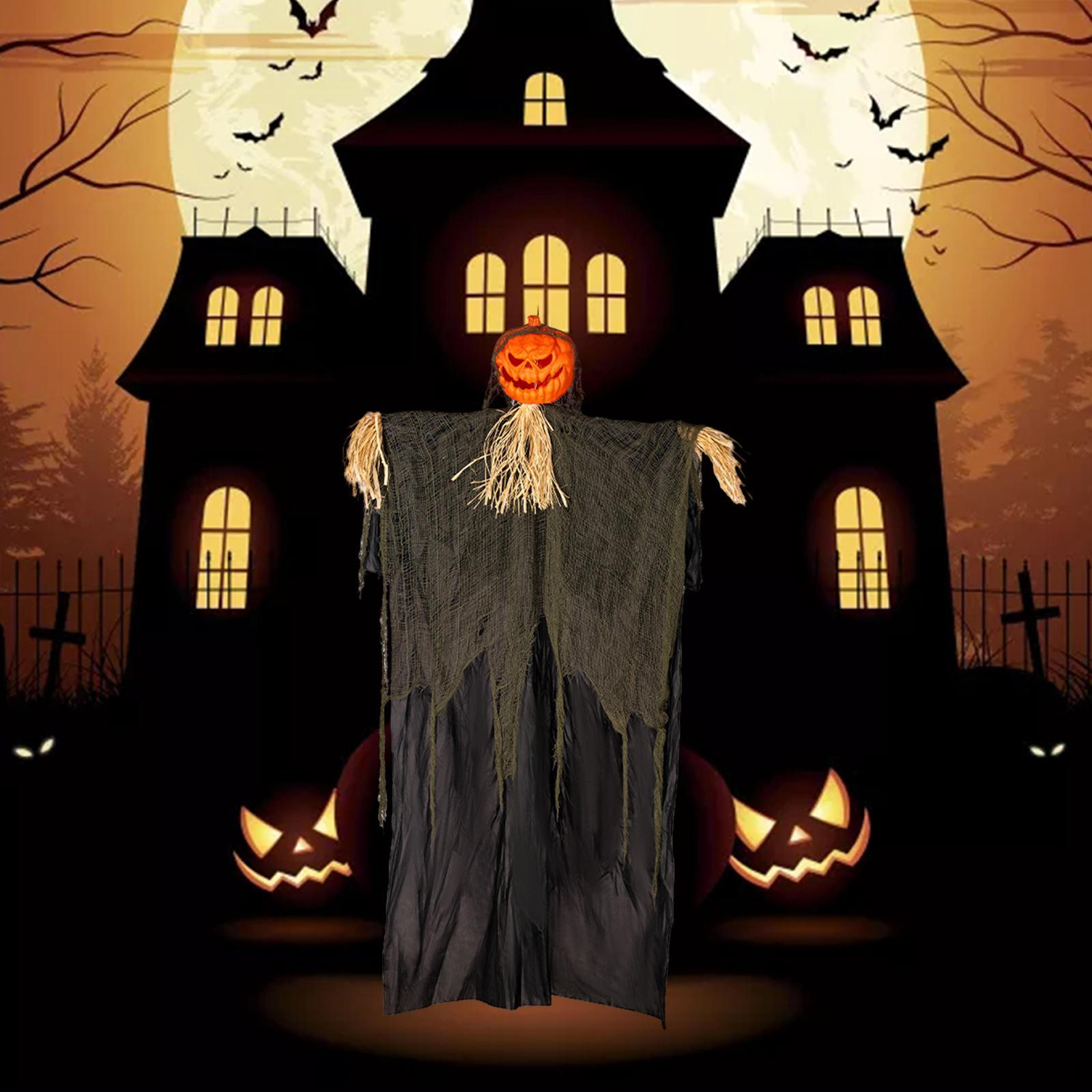 

Hanging Animated Pumpkin Ghost Halloween Decoration Haunted House Creep Prop 72inch Height with
