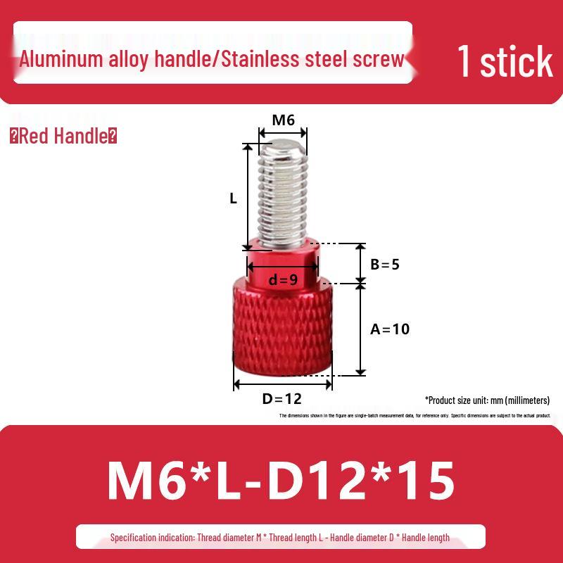 M6 Aluminum Alloy Knurled Hand Tightening Screw Bolt with Stainless Steel Handle
