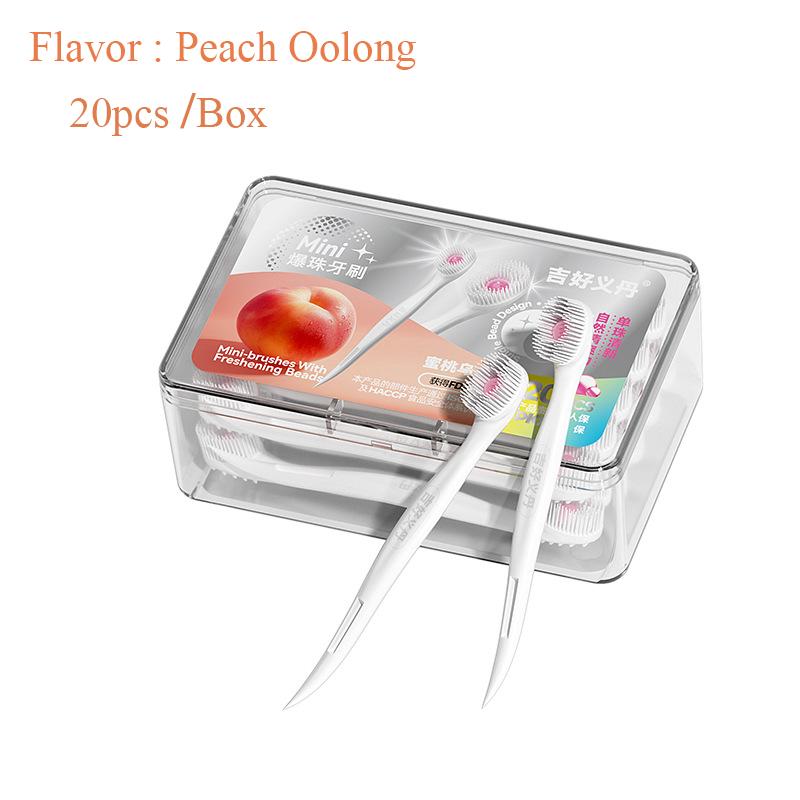 Mini Toothbrush With Mouth Freshener Beads&Toothpick&Tongue Scraper 4In1 Remove Bad Breath Portable Oral Care Tool 1/20/24Pcs