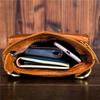 Vrijetijd Multifunctionele 7-inch Echte Lederen Telefoon Tas voor Mannen, Olie Was Leer Buiten Koeienhuid Retro Taille Kleine Hangende Tas