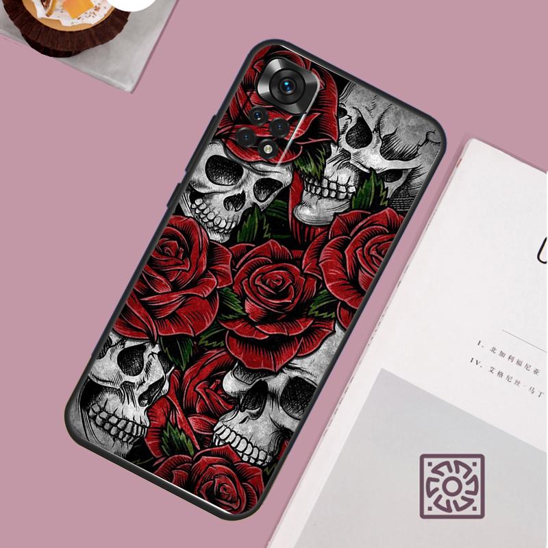 Gothic Floral Skull Case For Xiaomi Redmi Note 14 Pro 13 12 11 10 15 Pro Plus Redmi 15 15C 14C 13C 10C 12C Cover