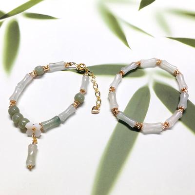 H9H19 Natürliches Jaspis Bambusknoten Armband, Glücksarmband