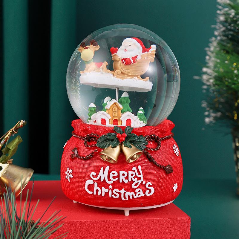Cartoon Couple Crystal Ball Resin Snow Globe Music Box Toy