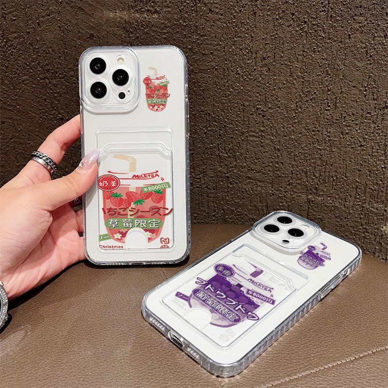 Card Slot Holder Silicone Wallet Pocket Case For iPhone 14 16 15 Max Infinix Note 30 Xiaomi Redmi Note 9 Oppo Reno 12 13F 14F Cover Clear Phone Bumper