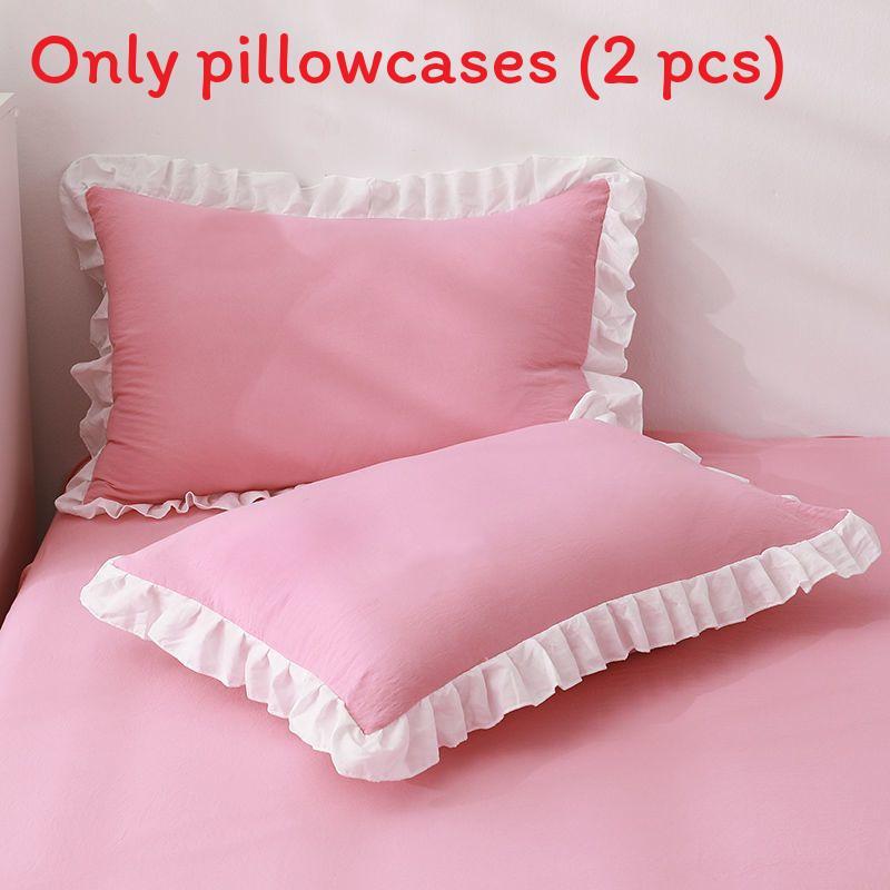 Cotton Pillowcase Pair With Solid Color For Home Bedroom Decor
