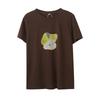 Fat mm summer pullover round neck big pear print T-shirt new loose cool and thin top 272767