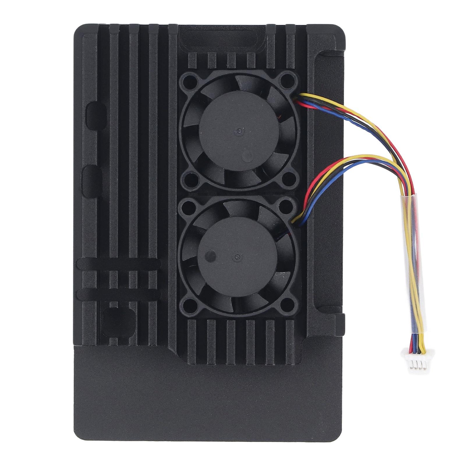 

Алюминиевый радиатор с двойным вентилятором охлаждения 5 В металлический радиатор охладитель корпус для RasPi 5B