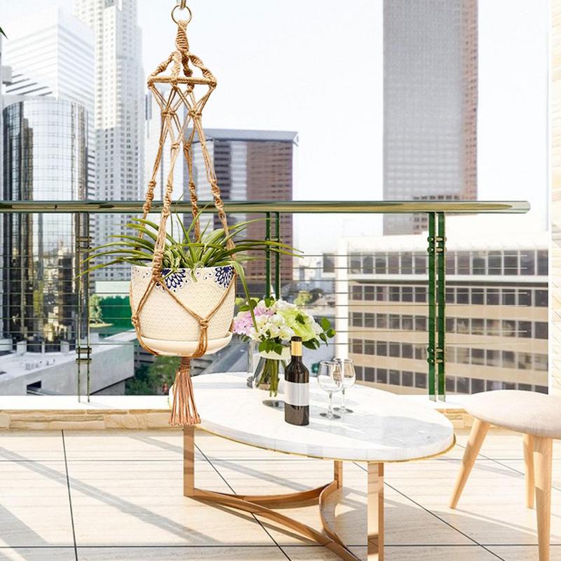 Macrame Plant Hanger Baskets Flower Pots Holder Balcony Wall Hanging Planter Decor Knotted Lifting Rope Home Garden Supplies