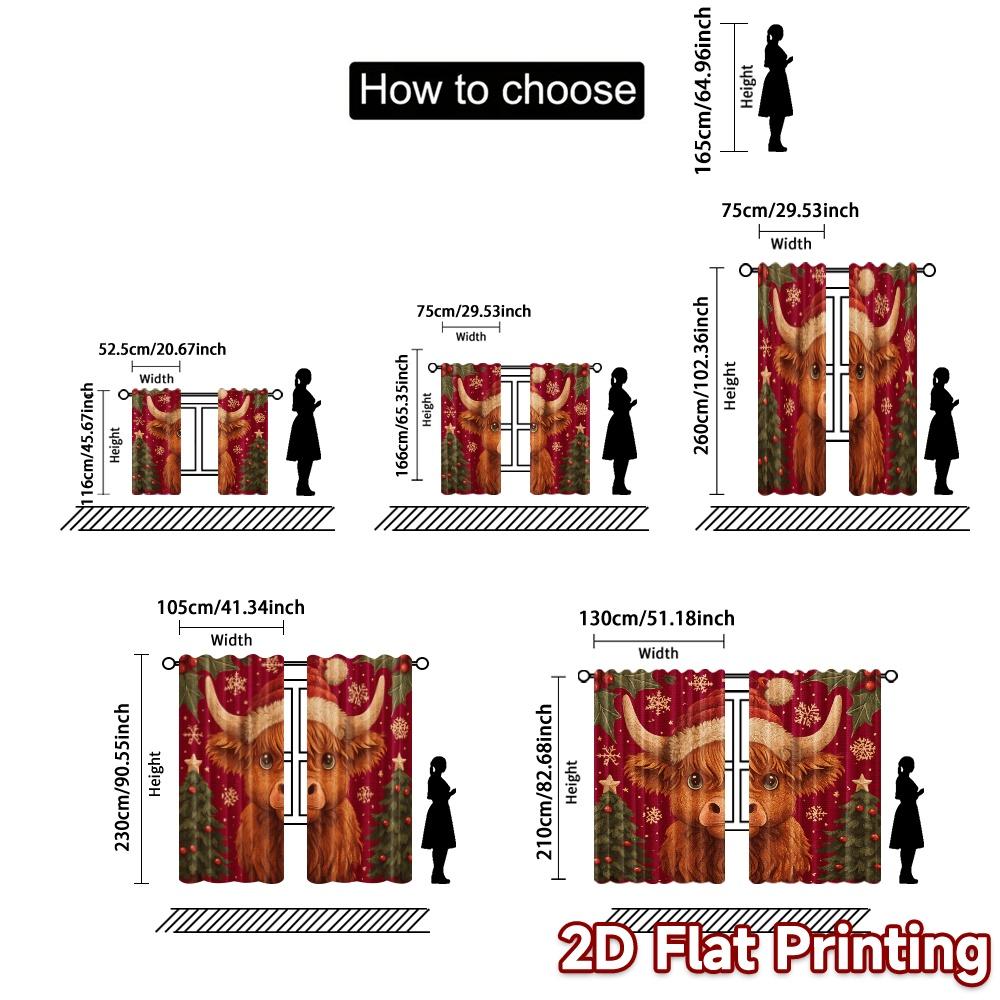 2D Flat Printing  JIT 2pcs   Curtains (Without Rod) Festive Calf Modern Curtain Fabric Fabric Curtains Outdoor Decorations