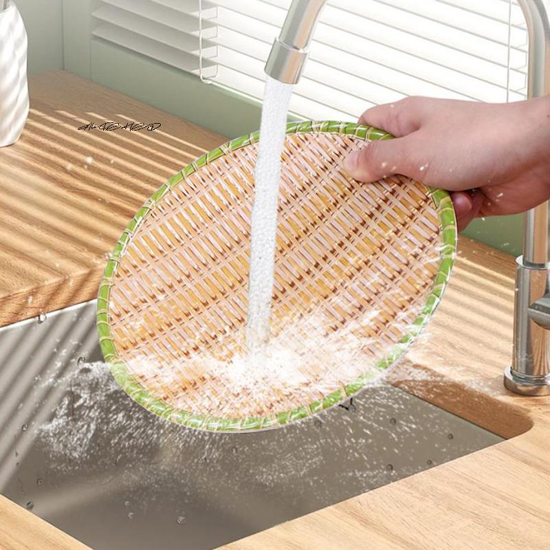 Bamboo Weaving Melamine Hot Pot Vegetable Plate Green Barbecue Serving Dish Multiple Styles for Restaurant Use