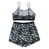 Women's Sexy Slim Printed Suspender Split Boxer Shorts Cool Pajamas Sexy Navel Exposed Suit (Two Piece)