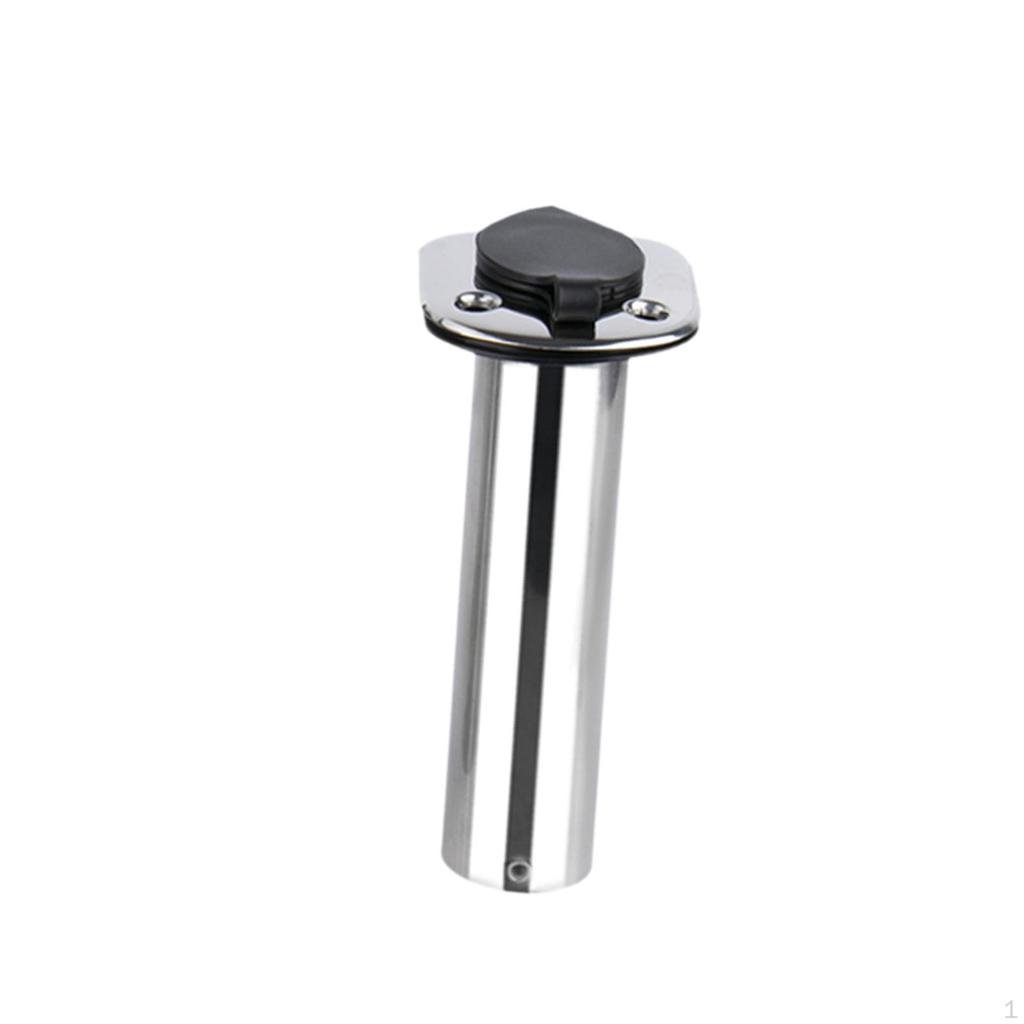 Stainless Steel Fishing Rod Holder, Accessory, Rest, with Drain, Flush-mounted, Lid