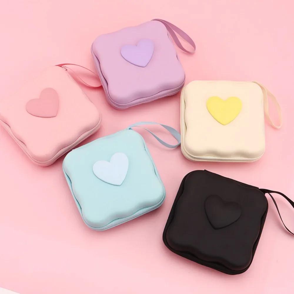 Fashion 3D Love Heart Storage Bags Portable Multifunctional Zipper Bag Convenient Pocket Pouch Headphone Data Cable