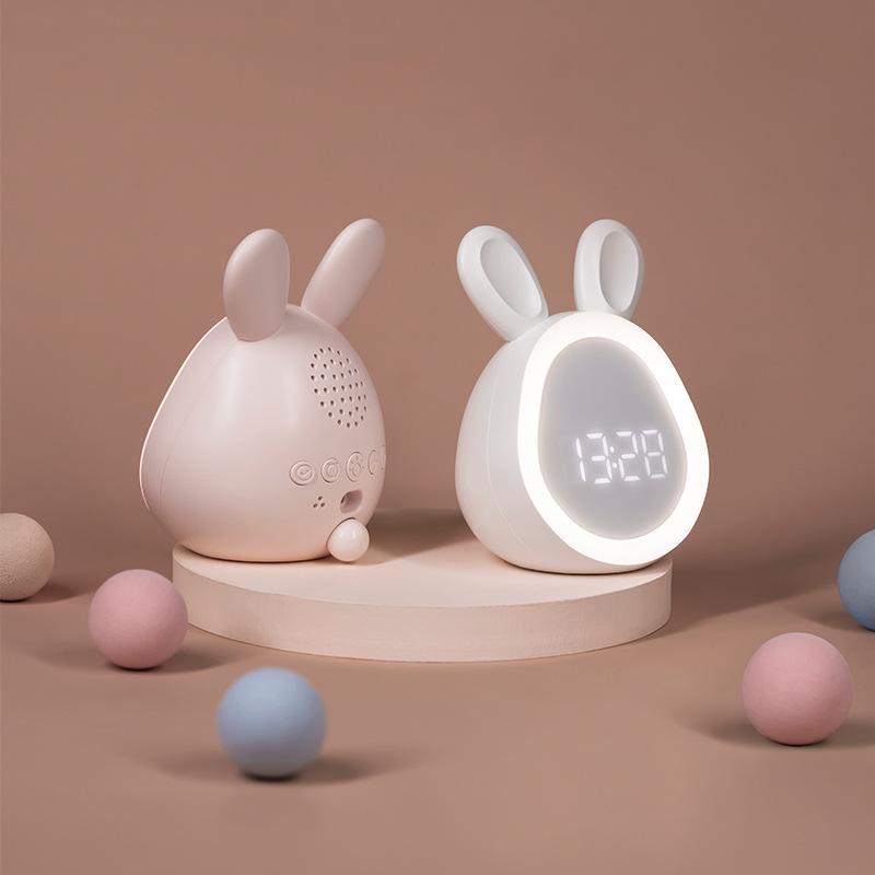 Mini Cartoon Rabbit LED Alarm Clock Night Light for Students Dormitory Digital Display Children Wake Up Light USB Charging