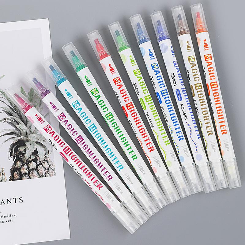 10 Colors Dual Tip Permanent Markers Set,Color-Changing Highlighters,Art Markers For Artists,Drawing And Study Supplies