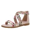 Sandals Women's Flat Fairy Style Open Toe Flower Cloth One Strap Non-Slip Roman Shoes