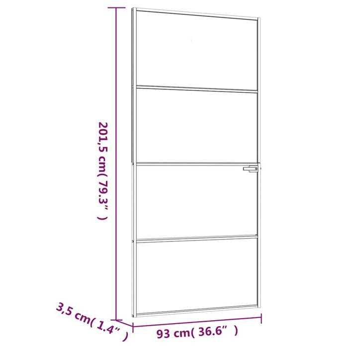 VidaXL Interior Door White 93x201.5 Cm Tempered Glass Thin Aluminum 153668