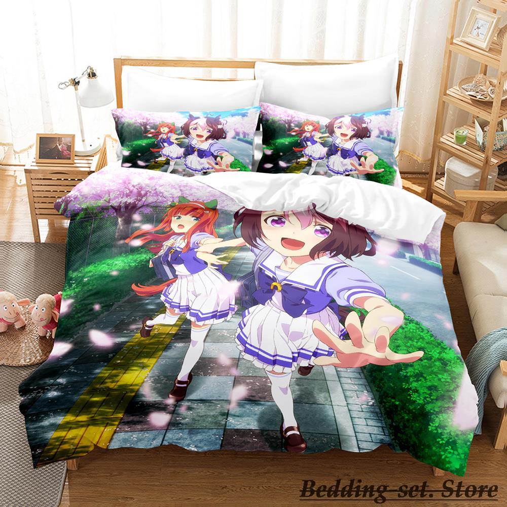 Pretty Derby Bedding Set Single Twin Full Queen King Size Bed Set Adult Kid Bedroom Duvetcover Sets Anime Parure De Lit Bed