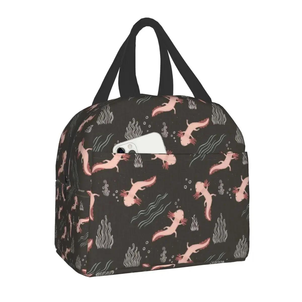 

Милая сумка для ланча с аксолотлями для женщин, детей, школьников, контейнер для еды, термоизолированная сумка-холодильник, портативная сумка для кемпинга, путешествий, пикника 22x20x13CM хаки