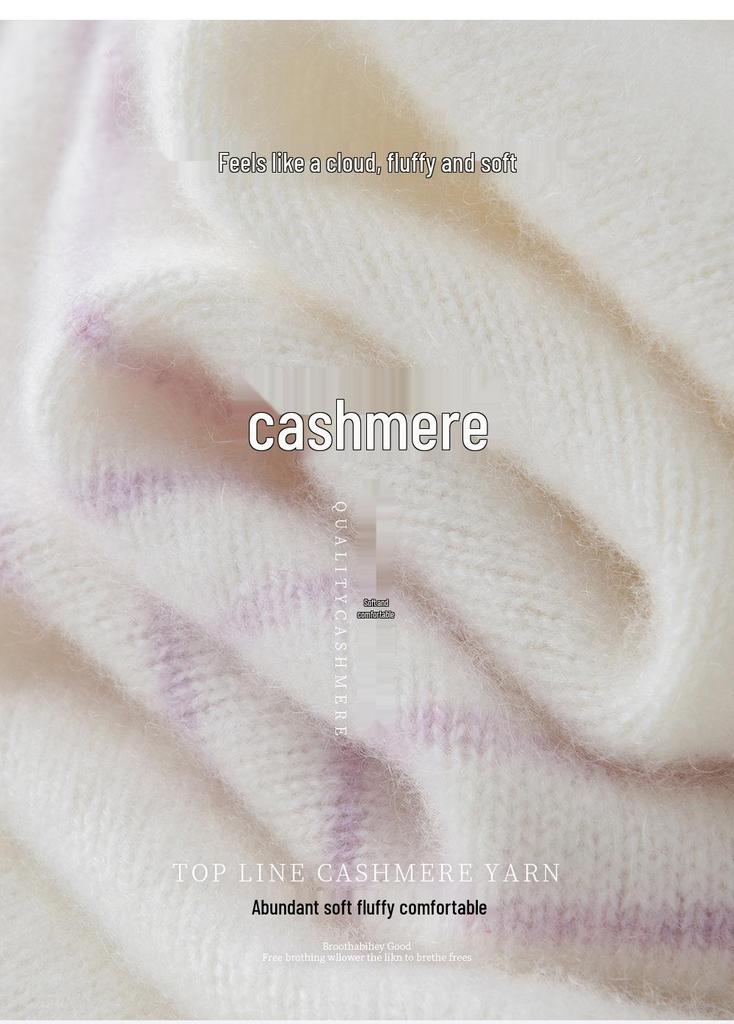 Women's Thickened Fleece Striped Knit Sweater - Light Luxury Autumn/Winter Round Neck Top